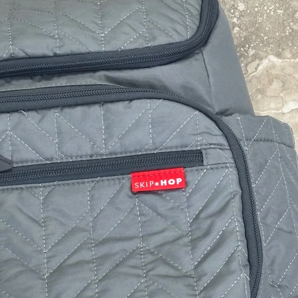 Skip Hop Forma Diaper Bag Backpack Grey Quilted Chevron Diaper Bag